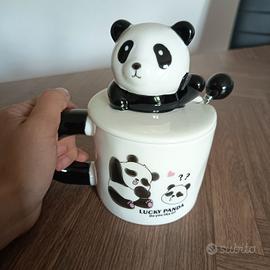 Tazza tazzona Panda ceramica con coperchio 3D e cu