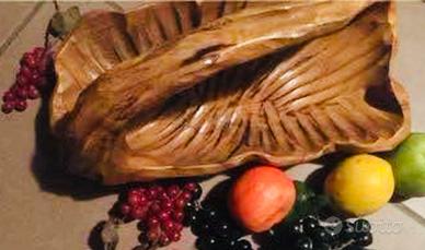 Centrotavola portafrutta scolpito legno pezz unico