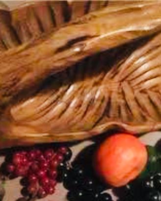 Centrotavola portafrutta scolpito legno pezz unico