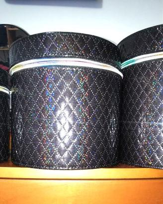 Set di Beauty case nero a rombi da viaggio make-up