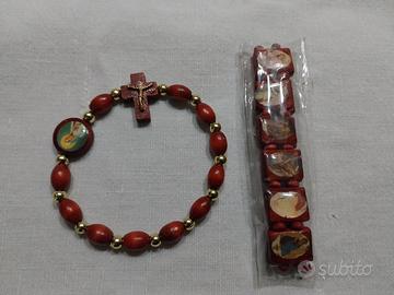 2 Braccialetti Rosaio Madonnine in legno