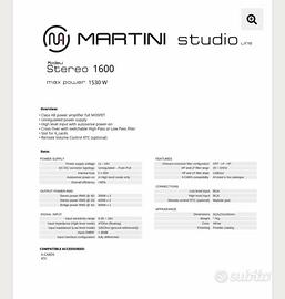 Amplificatore martini stereo 1600