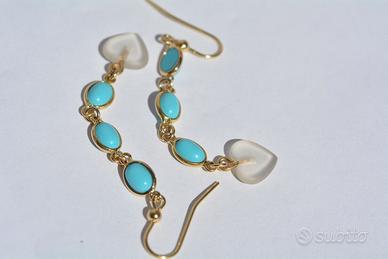 Orecchini Turchese  in Oro giallo 18kt e Cristallo