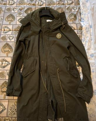 Stone Island Parka Verde Militare con Cappuccio
