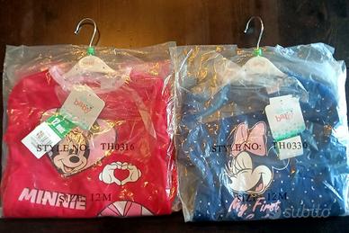 Set 2 Body velluto Disney Minnie 12 mesi NUOVI