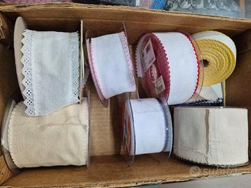 Bordi in Tela Aida -Bianco e Ecrù- Stock in blocco