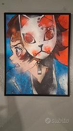 dipinto Demon slayer pezzo unico Tecnica mista 