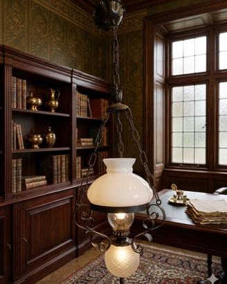 Lampadario Vintage a Sospensione in Ferro Battuto