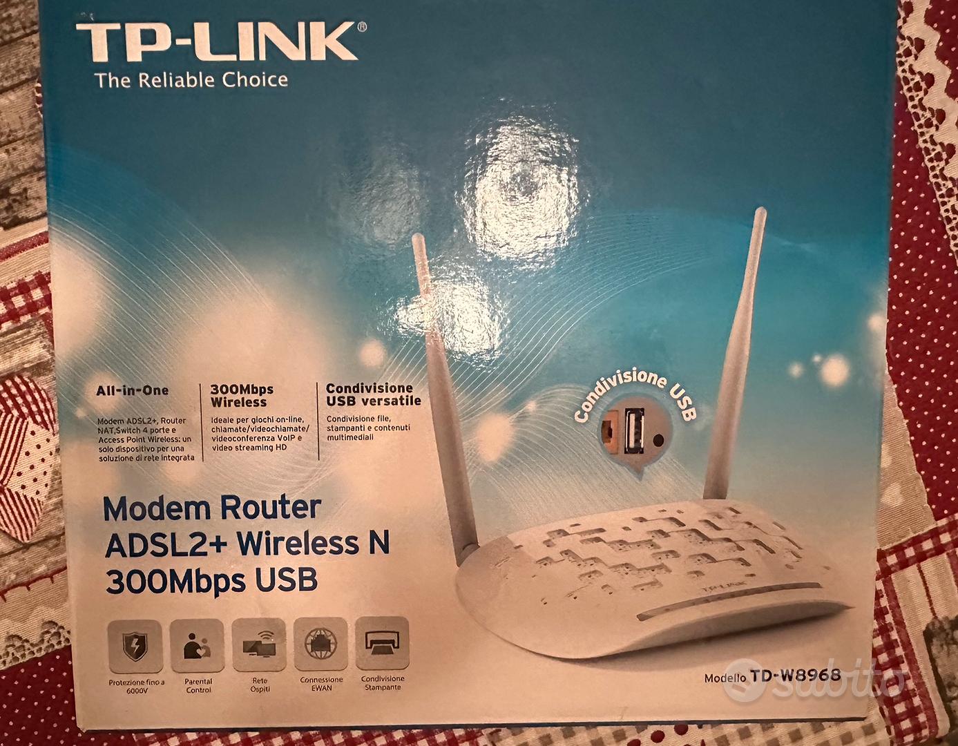 Modem Modem Router ADSL2+ Wireless N 300Mbps USB - Informatica In vendita a  Roma