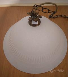 Lampadario a sospensione in vetro bianco