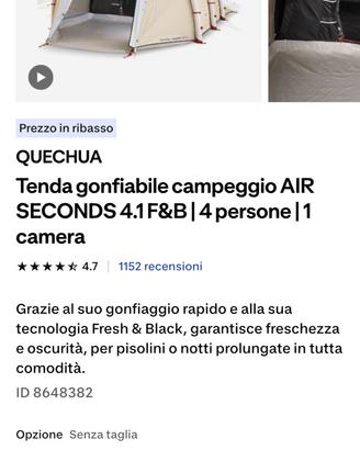 Tenda campeggio 4 posti