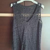 Top lungo smanicato (canotta) pizzo nero Tezenis