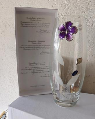 Vaso in cristallo Acampora con decorazione floreal