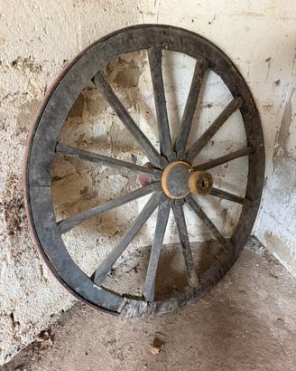 Ruota di carro d’epoca in legno in ferro