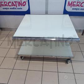 TAVOLINO SALOTTO VETRO PIANO INFERIORE BCO CON RUO