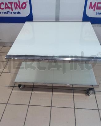 TAVOLINO SALOTTO VETRO PIANO INFERIORE BCO CON RUO