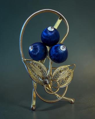 Spilla vintage filigrana dorata con ribes anni 60