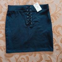 donna gonna elastica nero con lacci davanti 