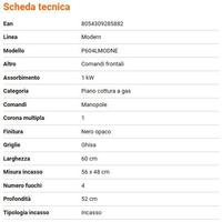 NUOVO: Piano cottura a gas Bertazzoni 60cm