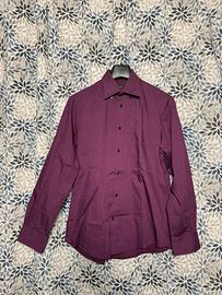Camicia uomo bordeaux elegante manica lunga
