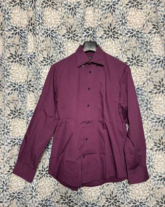 Camicia uomo bordeaux elegante manica lunga