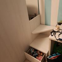 letto a castello con scala in legno 