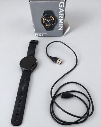 Garmin Venu 3 Music Nero - Scatola e Cavo