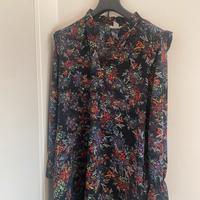 Vestito tunica H&M tg 48 it blu fantasia floreale