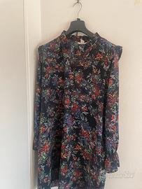 Vestito tunica H&M tg 48 it blu fantasia floreale