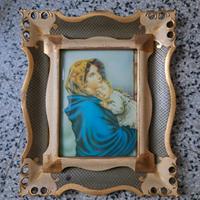 quadro legno vintage Madonna  bambino
