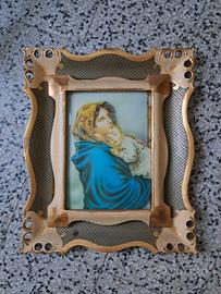 quadro legno vintage Madonna  bambino