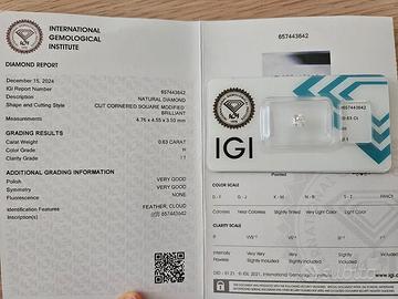 Diamante naturale 0,63 carati in blister