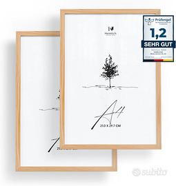 2 Cornici A4 21x30 Legno Naturale