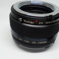 Obbiettivo Vivitar macro focusing 2x attacco Minol