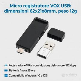Registratore Audio Digitale Micro, 32GB di Memoria