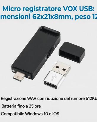 Registratore Audio Digitale Micro, 32GB di Memoria