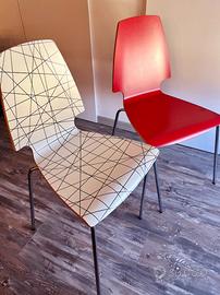 Set 6 sedie Ikea Vilmar impilabili rosse e bianche