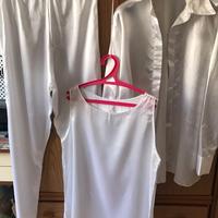 Completo in raso bianco lucido + abito lungo