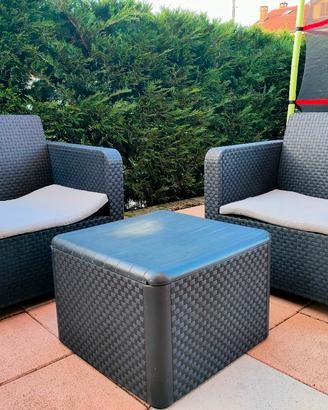 poltrone con tavolo per giardino