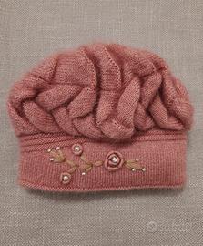 Cappello berretto vintage rosa Lurex treccia tg U 
