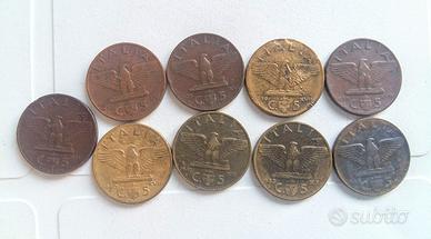 *9x serie 5 centesimi impero 1936- 1943 regno*