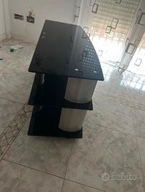 Mobile tv vetro nero e acciaio