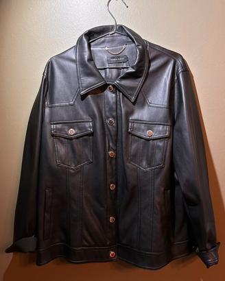 Giacca ecopelle stile blazer nero da donna