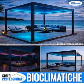 Pergola bioclimatica 6x4 gazebo motorizzata LED CE