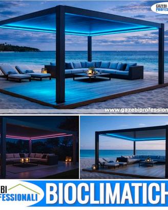 Pergola bioclimatica 6x4 gazebo motorizzata LED CE