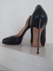CASADEI Décolleté Peplum Nero Tg. 37,5 - Tacco 12
