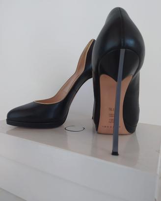 CASADEI Décolleté Peplum Nero Tg. 37,5 - Tacco 12
