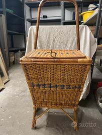 Carrello spesa legno midollino