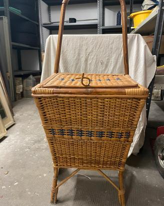 Carrello spesa legno midollino