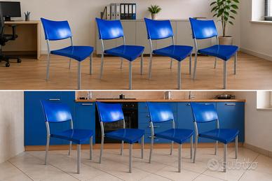 Set 4 sedie blu e alluminio  per  UFFICIO - CUCINA